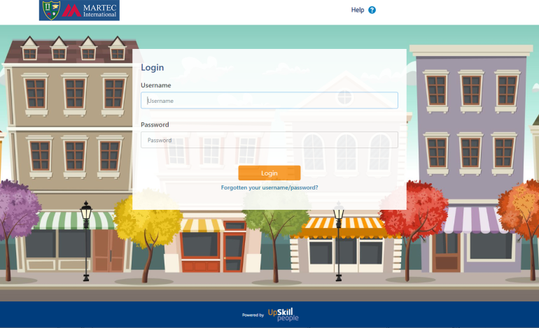 Login page of Martec's learning management system